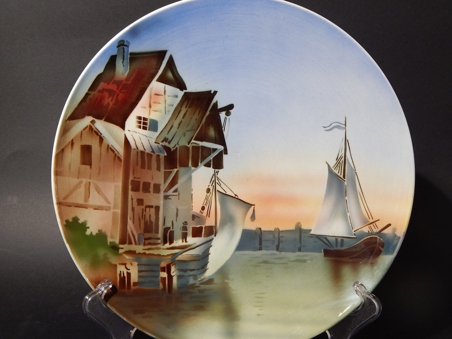 ANTICO RARISSIMO PIATTO PARETE DECORATIVO PORCELLANA VILLEROY&BOCH MARINA