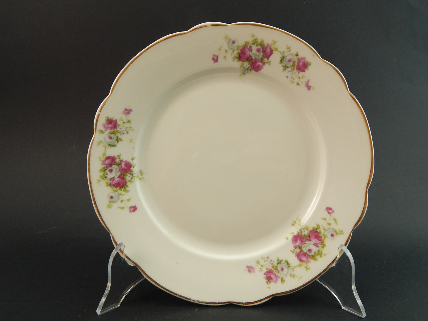 ANTICO RARO LIMOGES SERVIZIO 6 PIATTI PIANI PORCELLANA FINE 800 BOUQUET DI ROSE