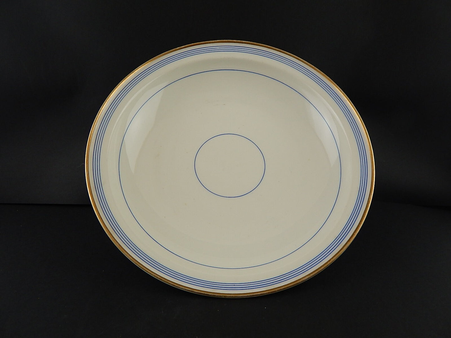 ANTICA INSALATIERA CENTROTAVOLA PORCELLANA PARIGI BIANCA BLU ORO NAPOLEONE III