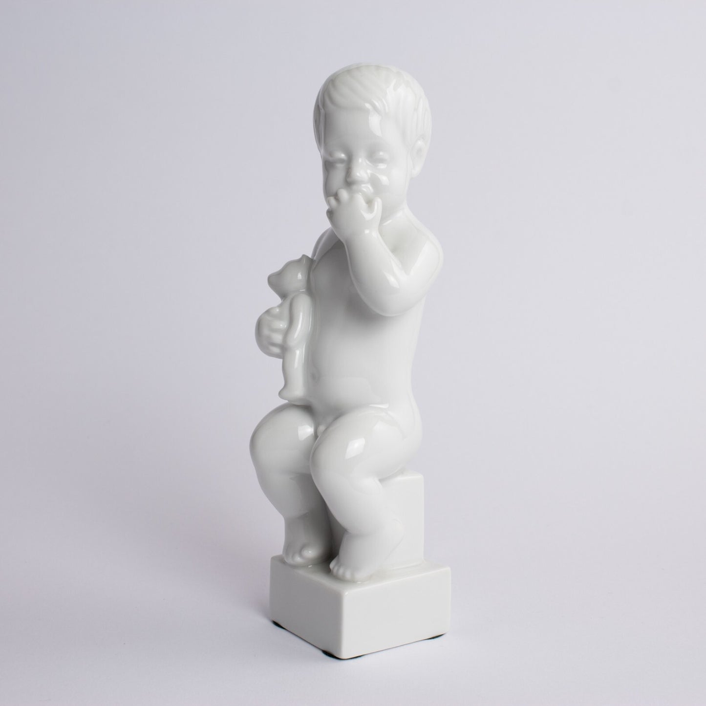 STATUINA PORCELLANA ROYAL COPENHAGEN BING&GRONDAHL "Adam con Orsacchiotto" BLANC