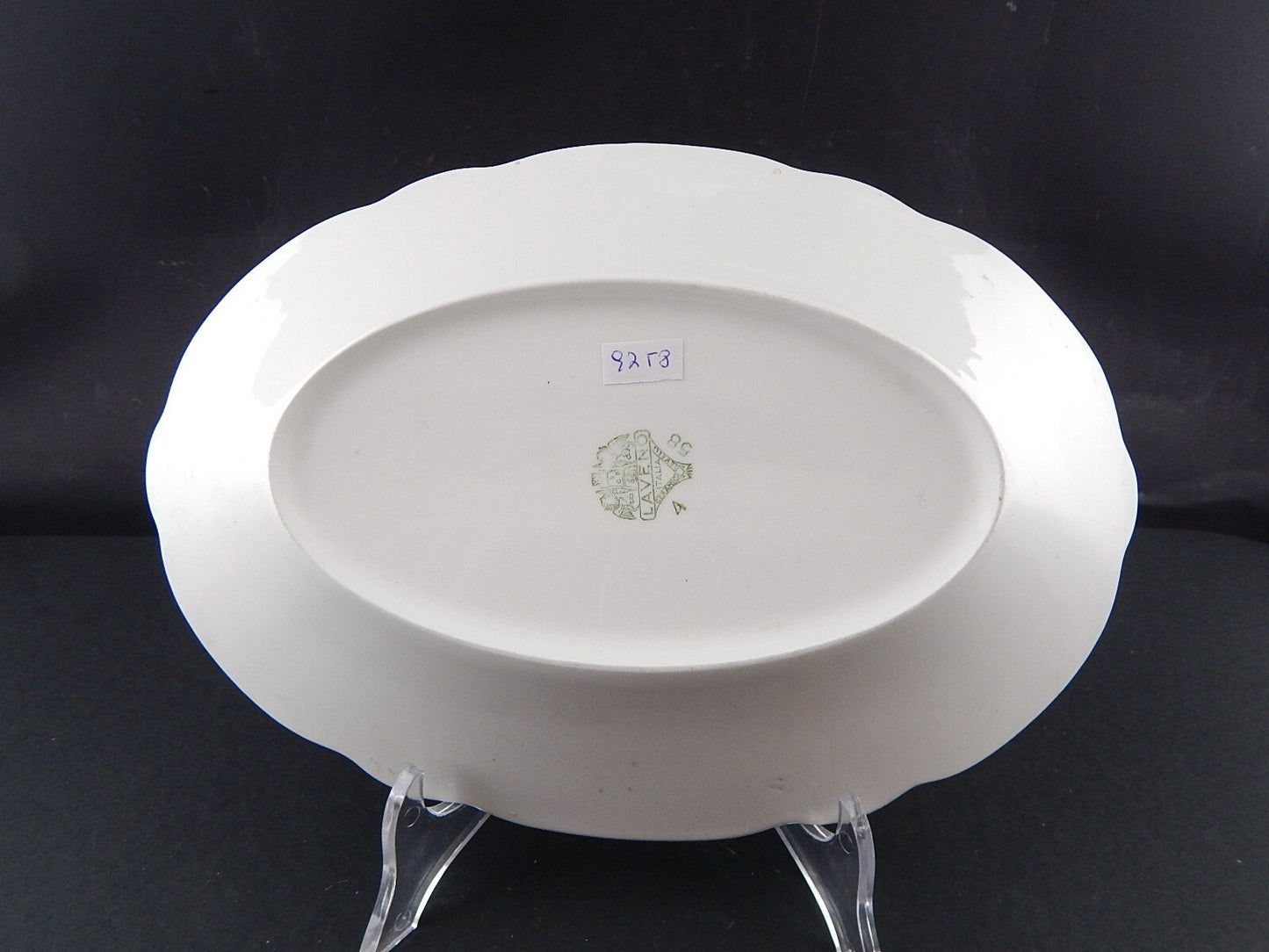 ANTICO VASSOIO PIATTO OVALE CERAMICA BIANCA PROFILO ORO LAVENO REVELLI