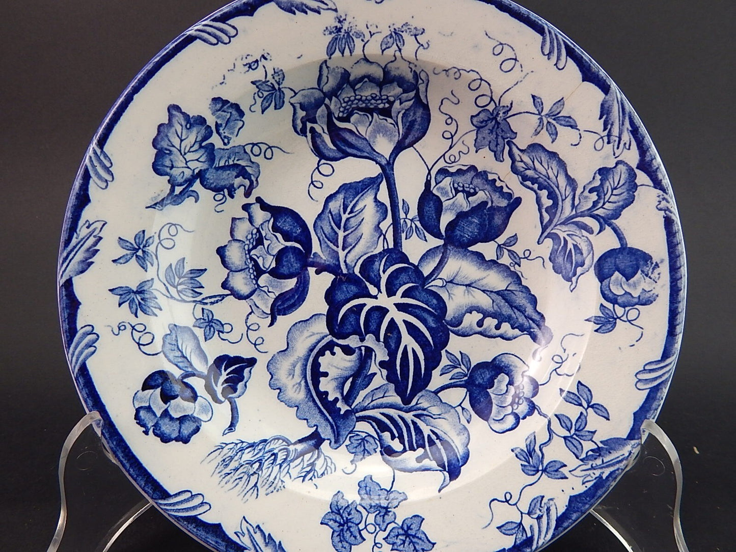 ANTICO PIATTO FONDO NINFEE BLU CERAMICA RICHARD MILANO FINE 800 WATER NYMPH A895