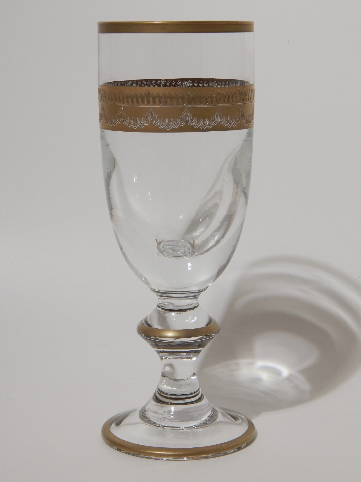 PREZIOSO STILE IMPERO CALICE VETRO SOFFIATO MURANO VENEZIANO DECORO ORO CM 20