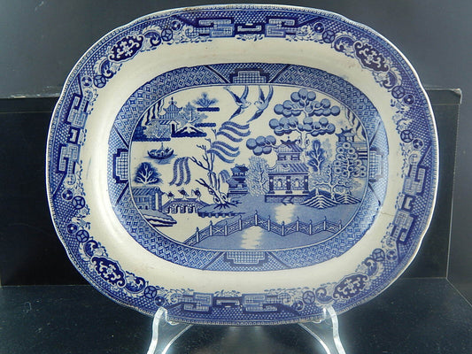 ANTICO VASSOIO PIATTO PORTATA CERAMICA WILLOW PRIMAVESI &SON CARDIFF 1870 #918