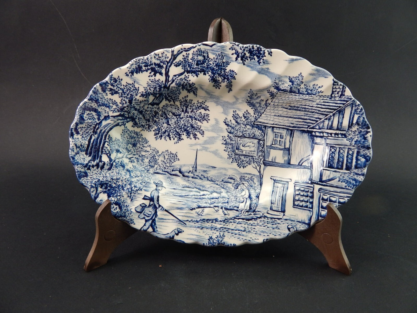 VINTAGE CERAMICA RAVIERA VASSOIO THE HUNTER MYOTT POTTERY ENGLAND IL CACCIATORE