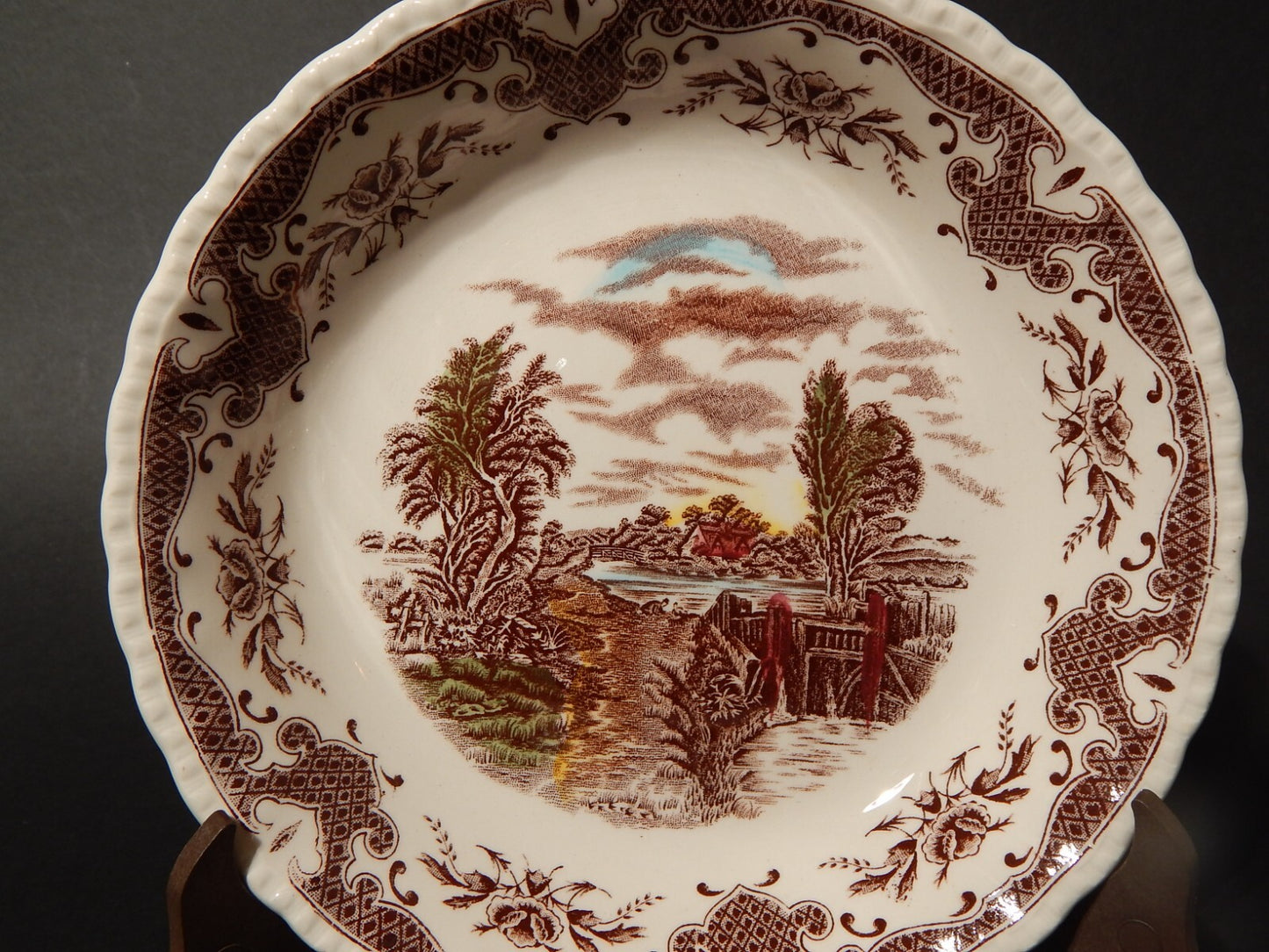 VINTAGE SET 3 CIOTOLE CERAMICA W. H. GRINDLEY STAMPA MANO SCENES AFTER CONSTABLE