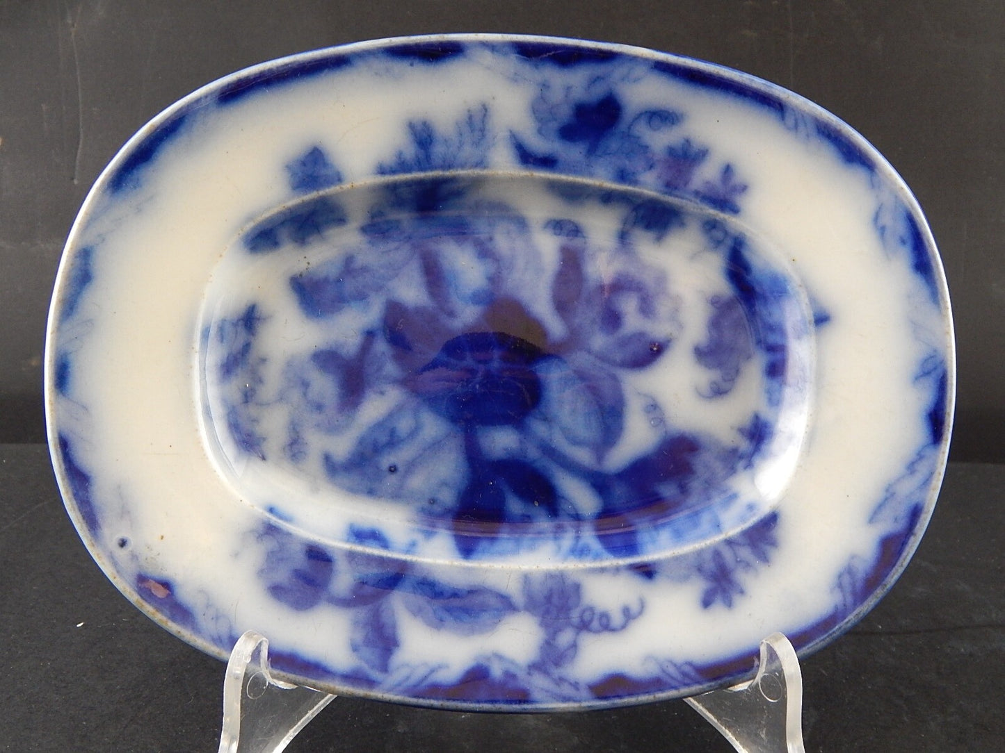 ANTICO VASSOIO NINFEE CERAMICA RICHARD MILANO SCR FINE 800 FLOW BLUE WATER NYMPH