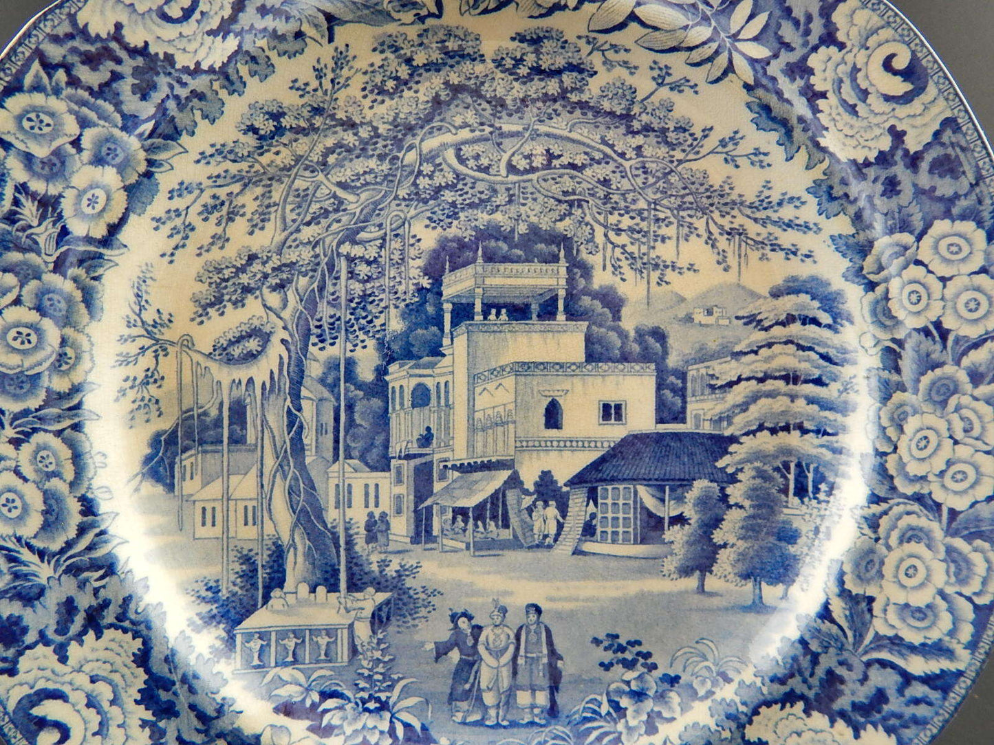 ANTICO DEL 1854 AUTENTICO RARO PIATTO SEMI-PORCELLANA WEDGWOOD TRANSFERWARE