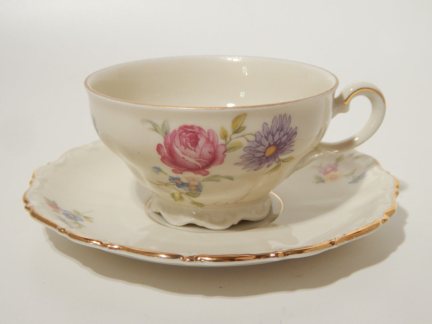 ANTICA TAZZA TE' PORCELLANA BAVARIA SELTMANN WEIDEN THERESIA LA ROSA E LA DALIA#