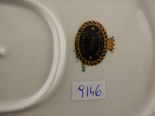 ANTICO VASSOIO PIATTO OVALE PORCELLANA HUTSCHENREUTHER BAVARIA DECORO LIMOGES