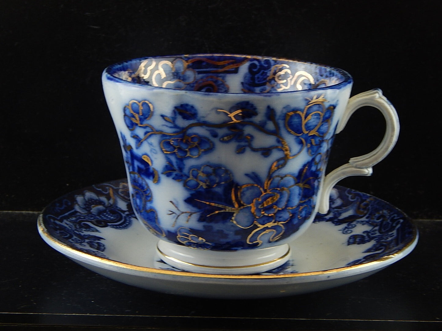 ANTICA RARA TAZZA SCODELLA CERAMICA RICHARD MILANO DECORO JAPON BIANCO BLU E ORO