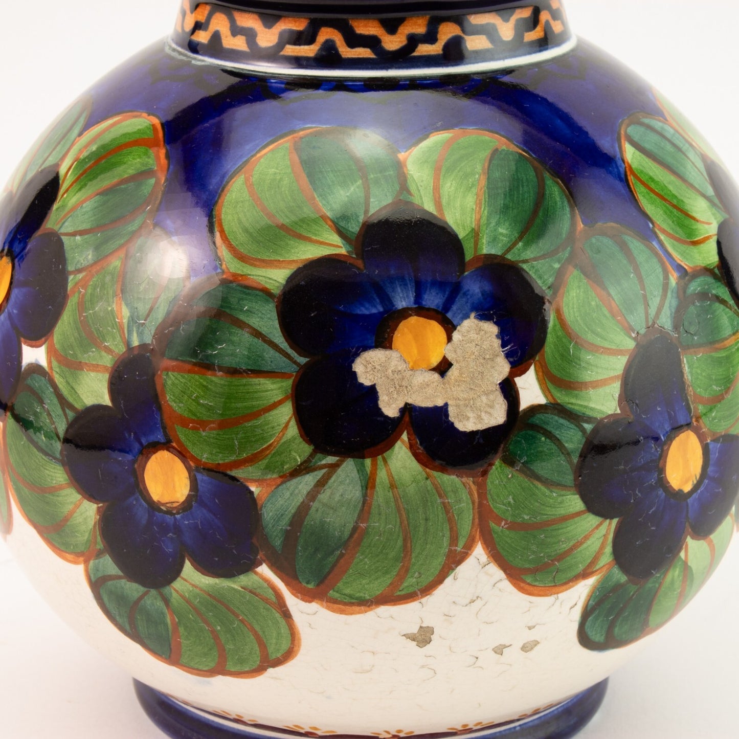 ROYAL COPENHAGEN ALUMINIA ANTICO VASO CERAMICA SOTTOSMALTO 838-431 CM 18X17