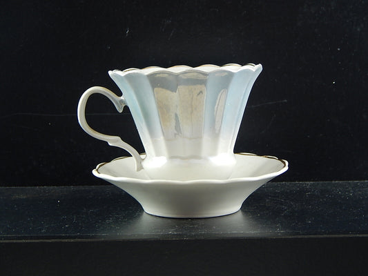 ANTICA ART DECO TAZZA PIATTO MANIFATTURA RUSSA DECORO AZZURRO SFUMATO COLLEZIONE