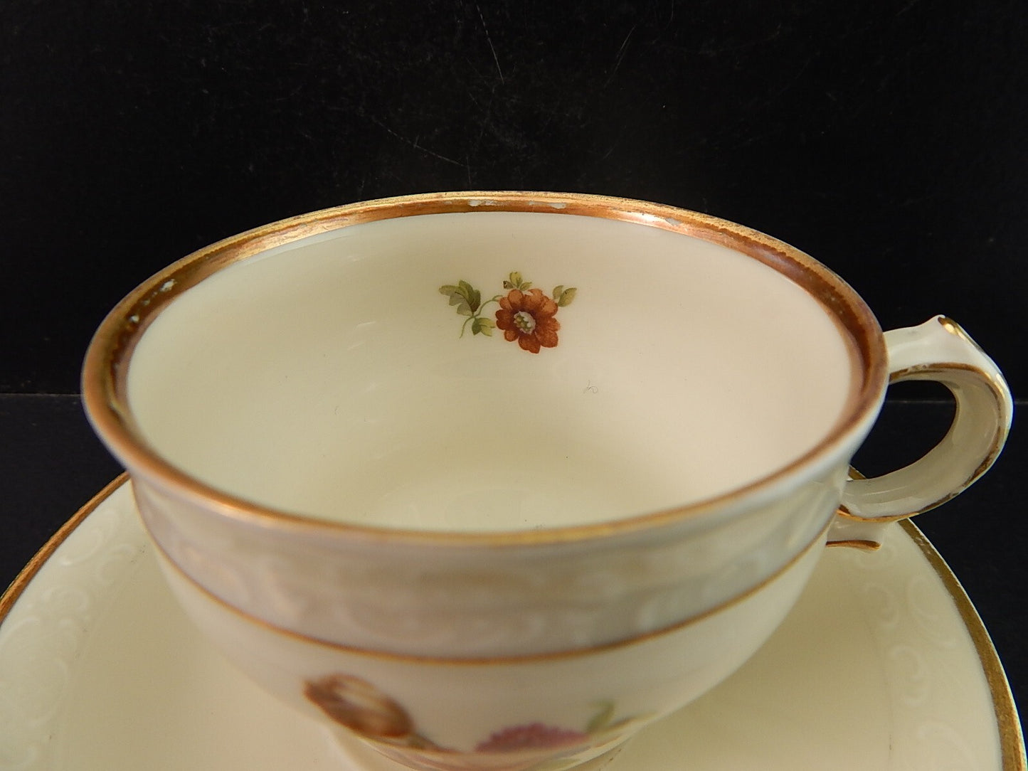 ANTICA TAZZA KPM COPENHAGEN PORCELLANA BOUQUET DI FIORI E ORO DEL 1924 #1206