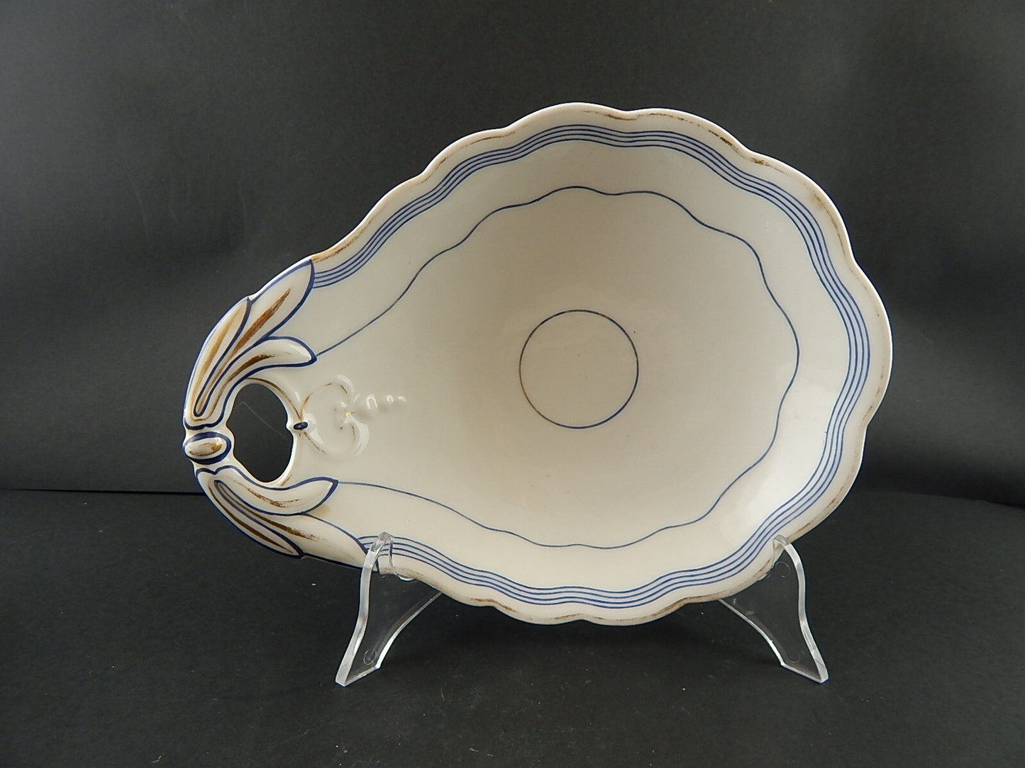 ANTICA RAVIERA CONCHIGLIA VASSOIO PORCELLANA PARIGI BIANCA BLU ORO NAPOLEONE III