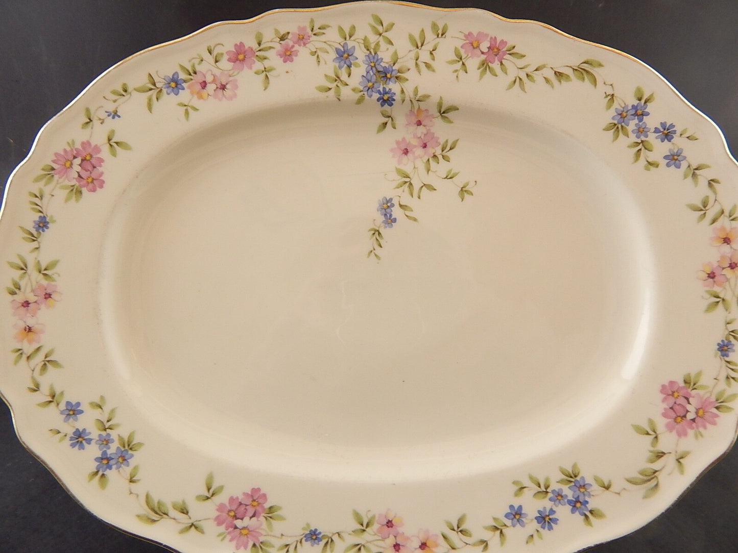 ANTICO VASSOIO PREZIOSA PORCELLANA KRAUTHEIM BAVARIA GHIRLANDA CM 30 X 23