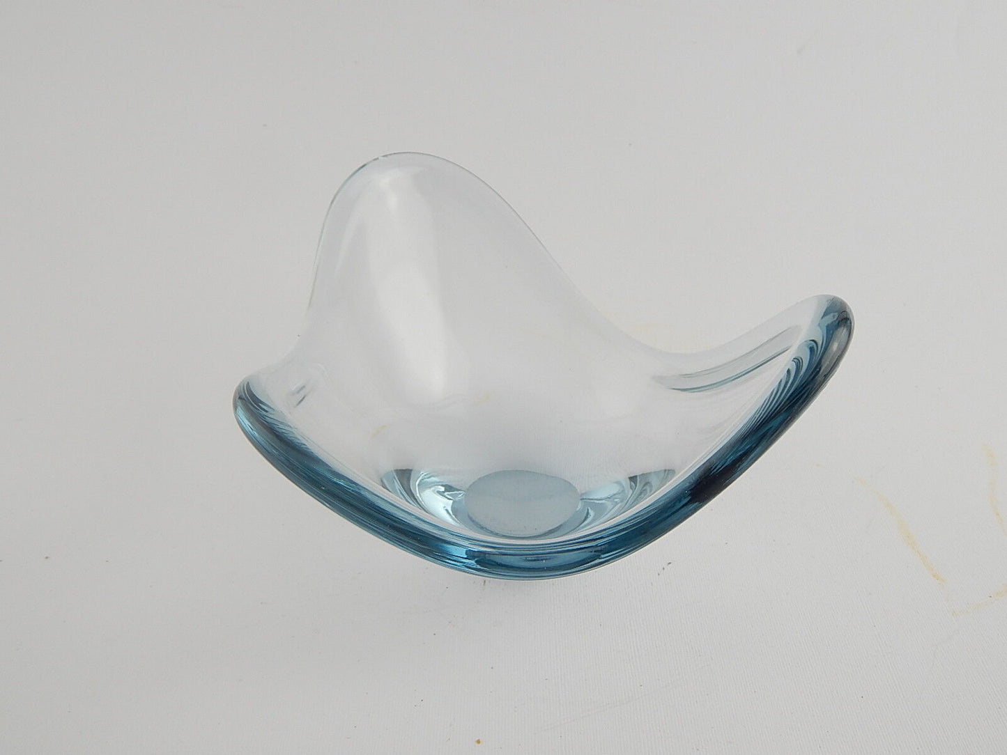 VINTAGE PORTACENERE PORTA CANDELA CRISTALLO HOLMEGAARD CRYSTAL BLUE ASH TRAY