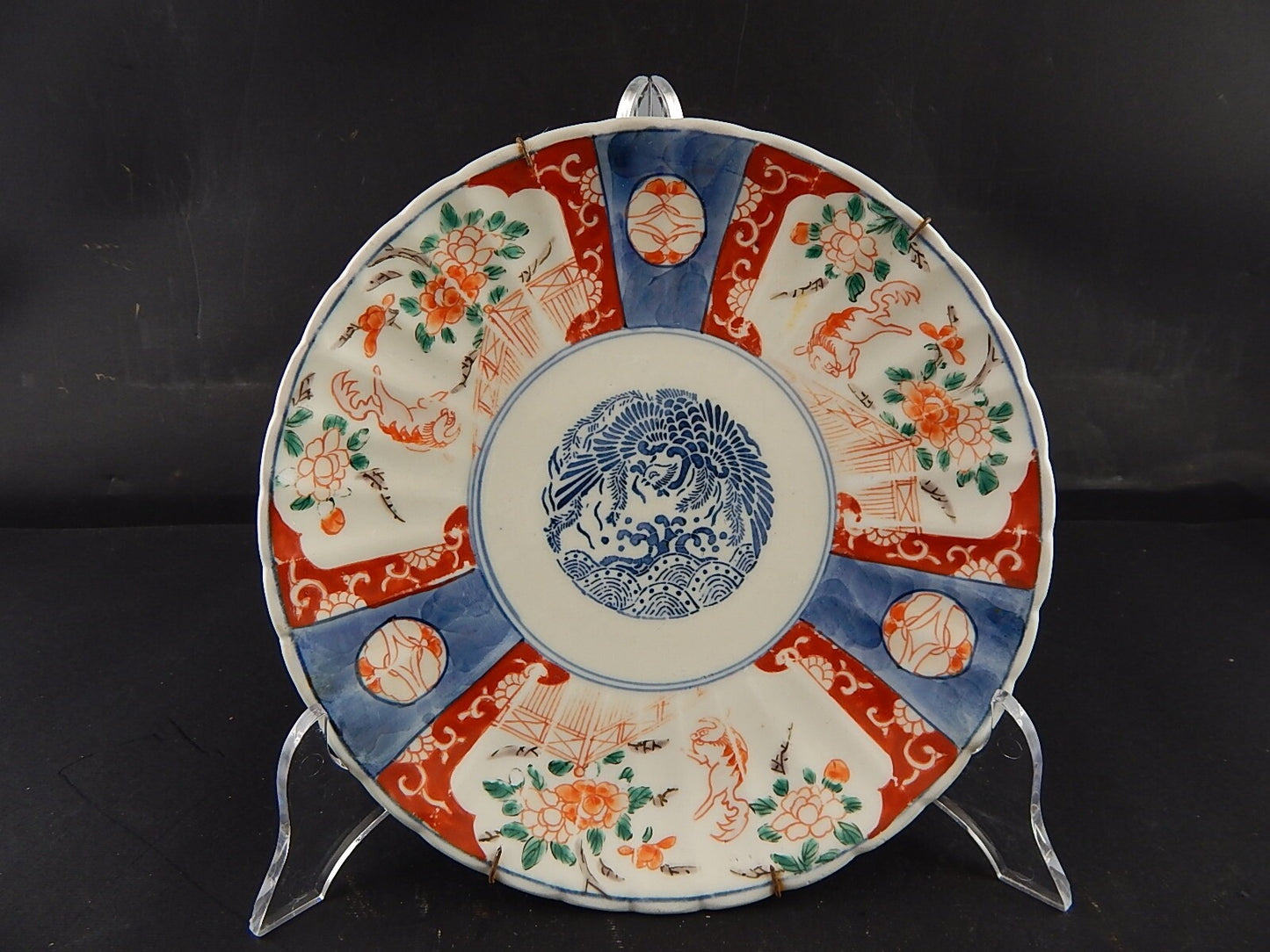 ANTIQUARIATO ORIENTALE PIATTO PORCELLANA GIAPPONE IMARI DIPINTO A MANO DEL 1800