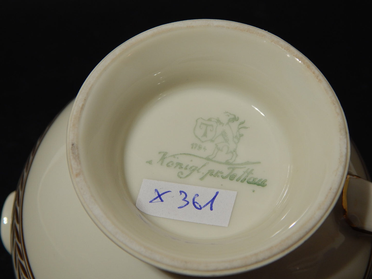 ANTICO SERVIZIO TE' PORCELLANA MODELLO IMPERO KONIGL.1794 ROYAL TETTAU