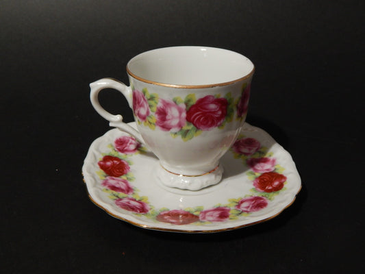 VINTAGE BAREUTHER WALDSASSEN BAVARIA TAZZA TE' PORCELLANA DECORO ROSE