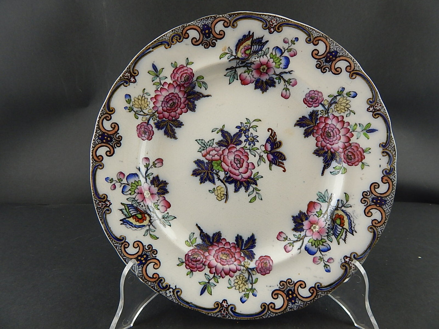 ANTICO RARO PREZIOSO PIATTO INGLESE CERAMICA CHARLES MEIGH POONAH DEL 1835