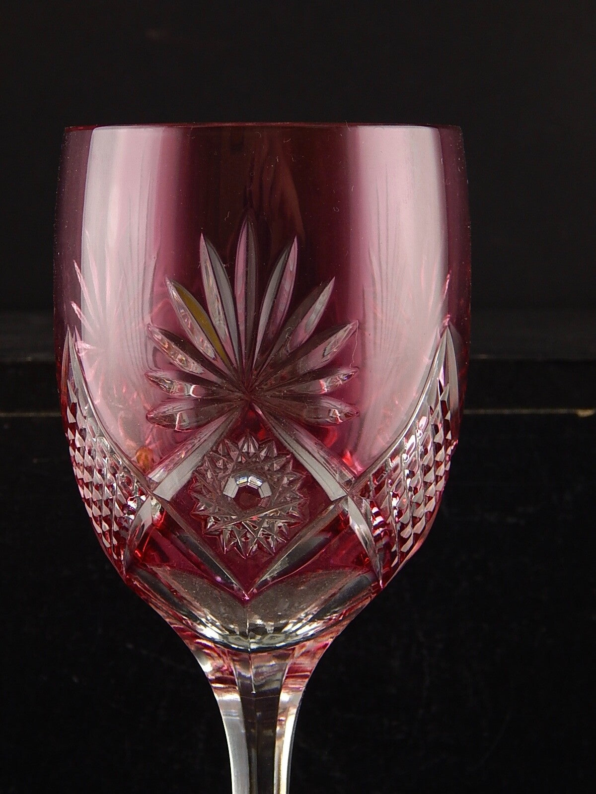 PREZIOSO VINTAGE BICCHIERE CALICE CRISTALLO GERMANIA MOLATO NACHTMANN RUBINO