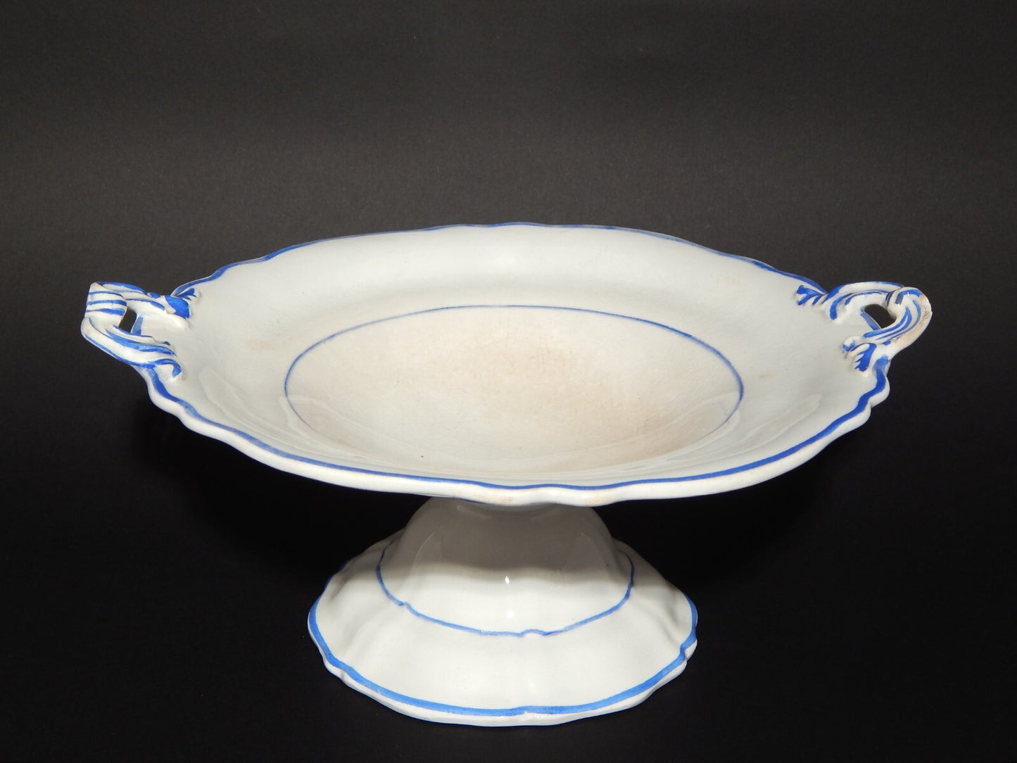 ANTICA ALZATA FRUTTIERA CENTROTAVOLA CERAMICA BIANCA-BLU RICHARD MILANO FINE 800