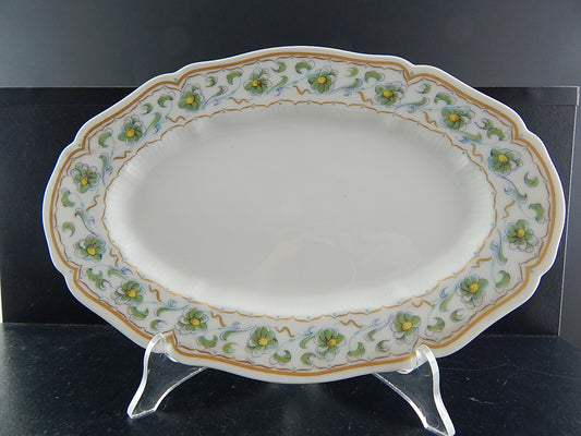 VINTAGE ELEGANTE VASSOIO PORCELLANA BIANCA DECORO VERDE E ORO LIMOGES HAVILAND
