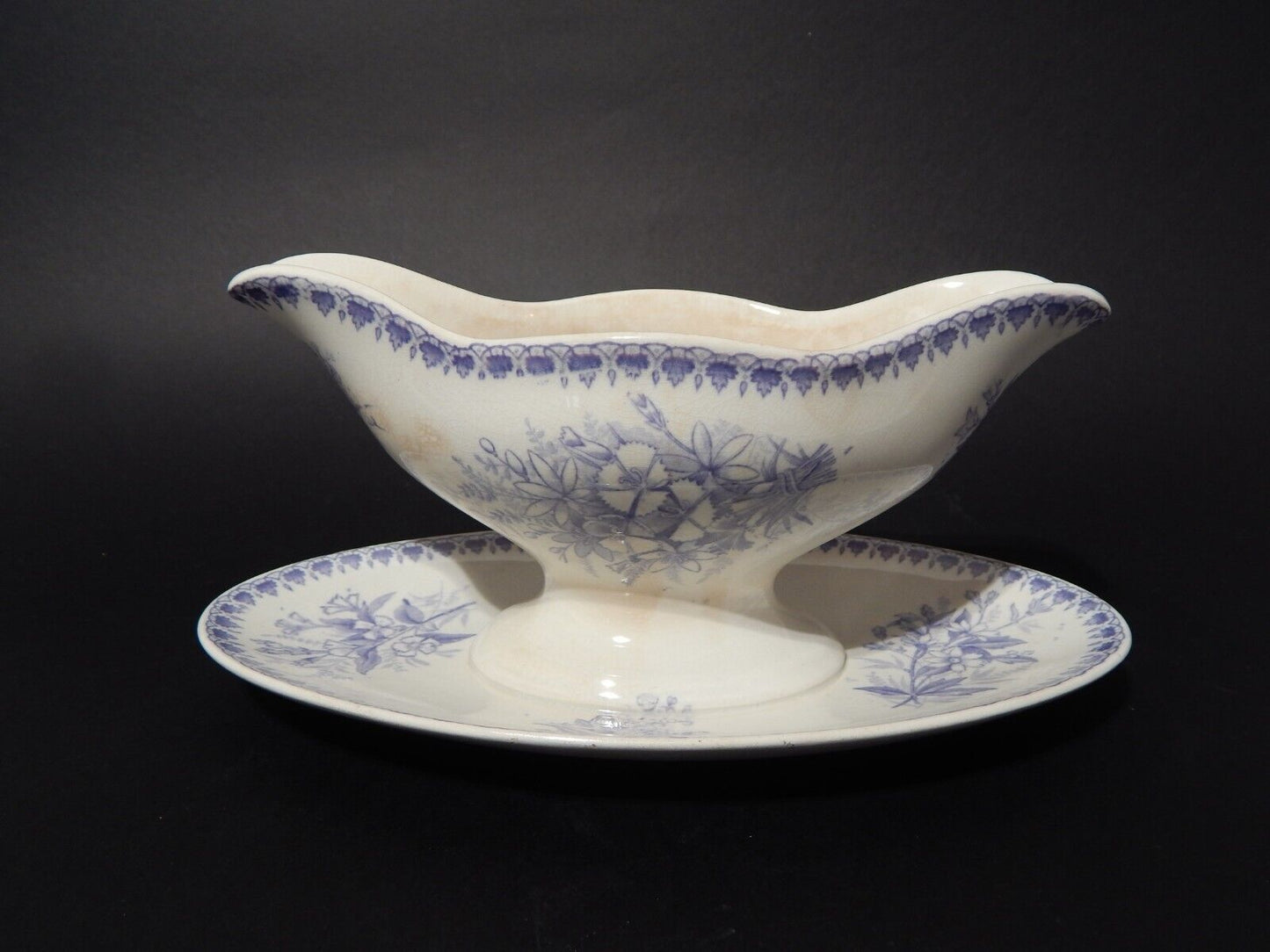 ANTICA SOCIETE' CERAMIQUE MAASTRICHT SALSIERA DECORO OLGA COLORE VIOLA