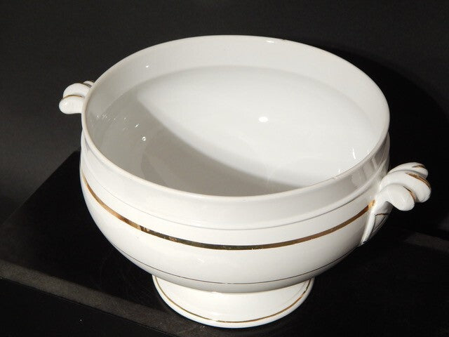 ANTICA RARA ZUPPIERA CERAMICA RICHARD MILANO FINE 800 BIANCO E ORO STILE IMPERO