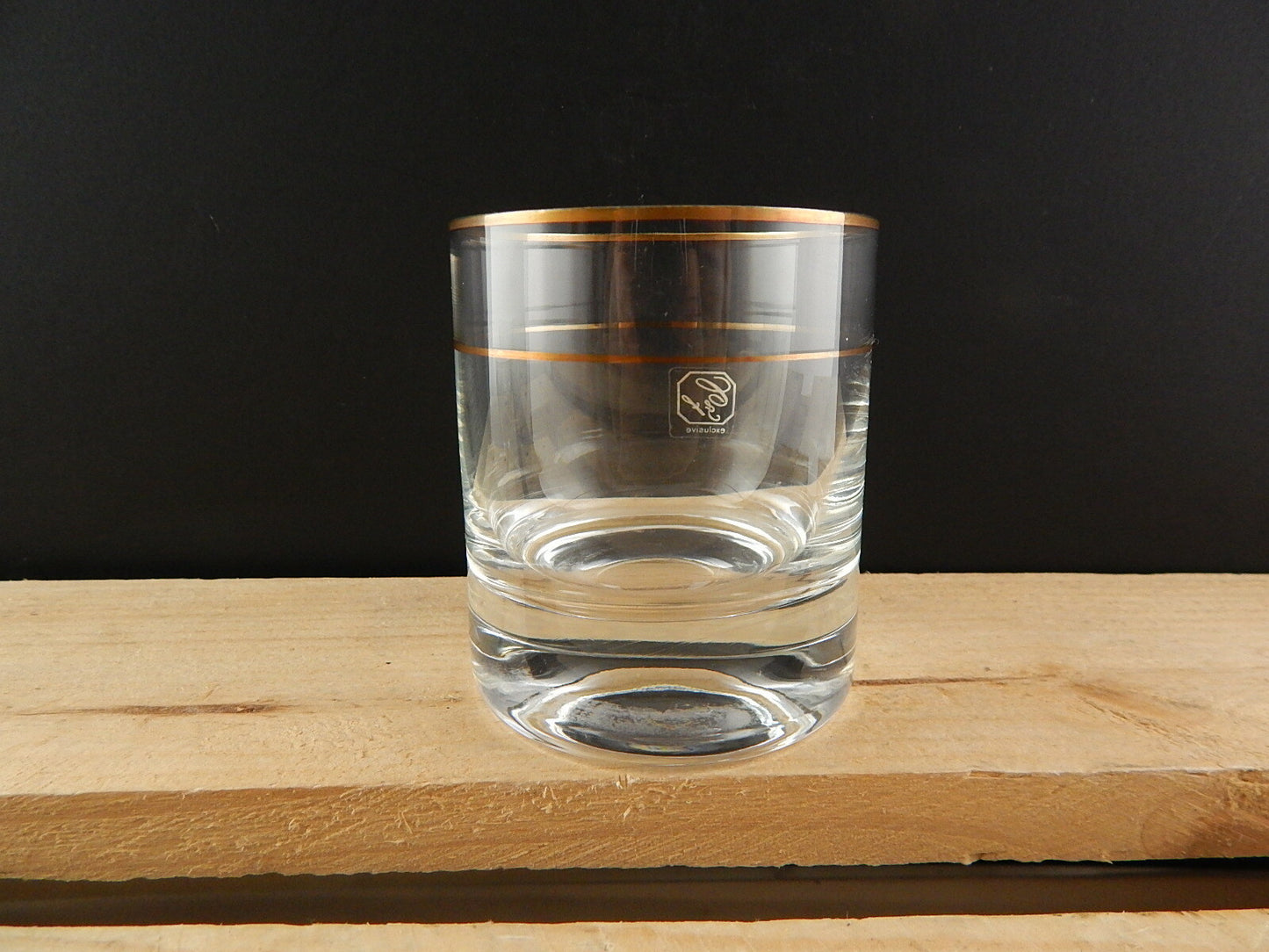 VINTAGE SERVIZIO 6 BICCHIERI CRISTALLO TUMBLER PROFILO ORO ZECCHINO