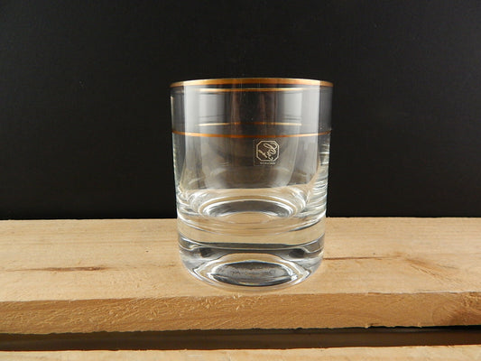 VINTAGE SERVIZIO 6 BICCHIERI CRISTALLO TUMBLER PROFILO ORO ZECCHINO