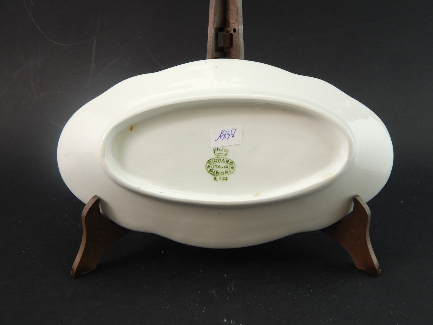 ANTICA RICHARD GINORI RAVIERA VASSOIO PORCELLANA BIANCA E ORO ZECCHINO