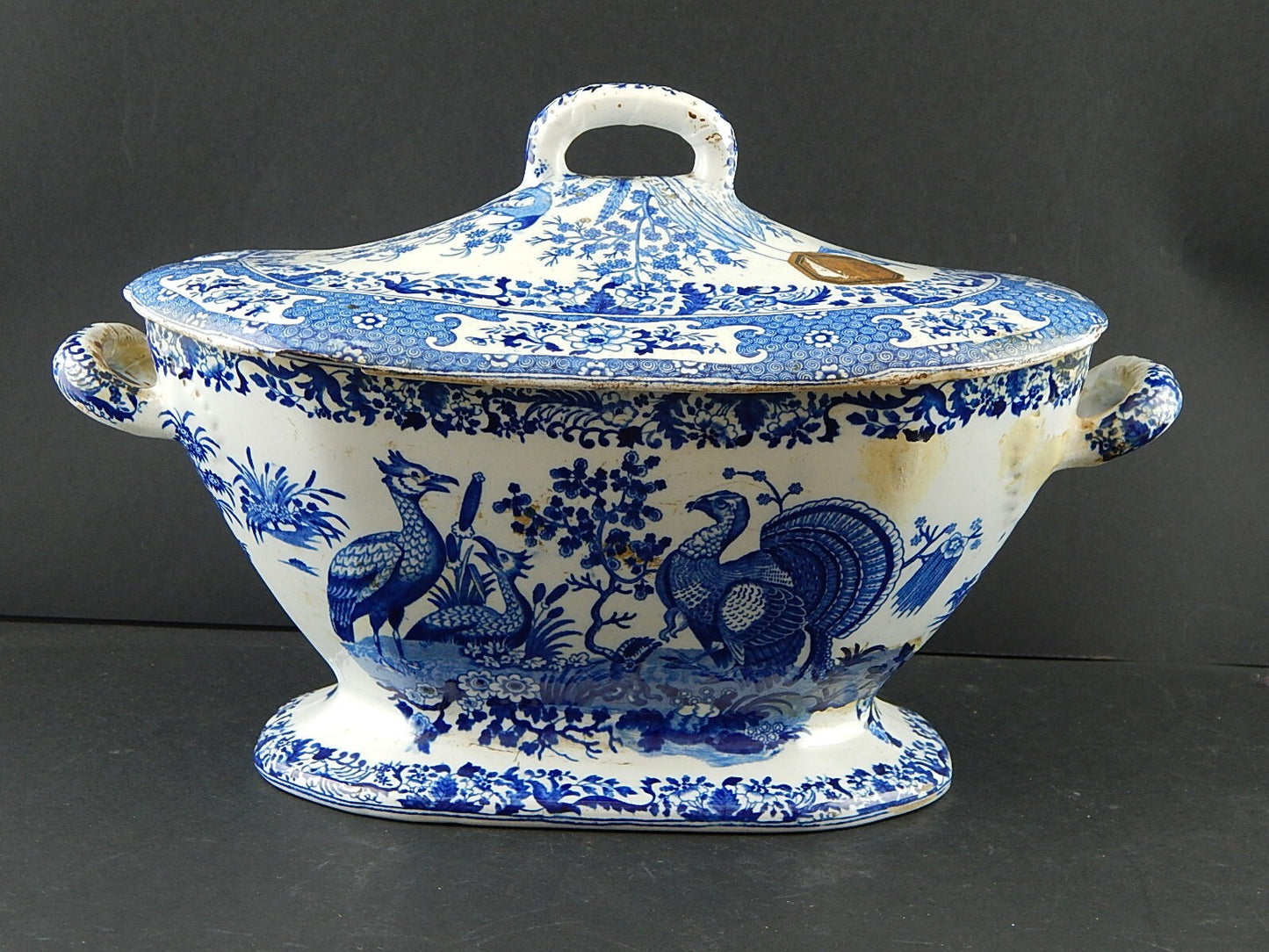 ANTICA INTROVABILE CENTROTAVOLA ZUPPIERA CERAMICA FINE 1700 GEORGIAN PERIOD