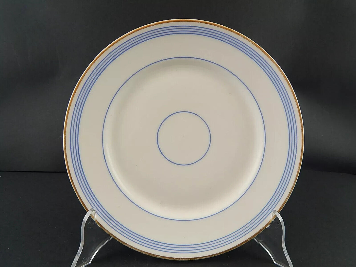 ANTICO SERVIZIO 6 PIATTI PIANI PORCELLANA PARIGI BIANCA BLU ORO NAPOLEONE III