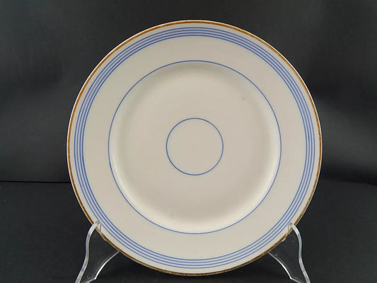 ANTICO SERVIZIO 6 PIATTI PIANI PORCELLANA PARIGI BIANCA BLU ORO NAPOLEONE III