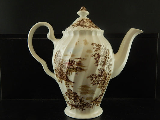 VINTAGE SEMI PORCELLANA JOHNSON BROS COLLEZIONE ANCIENT TOWERS CAFFETTIERA