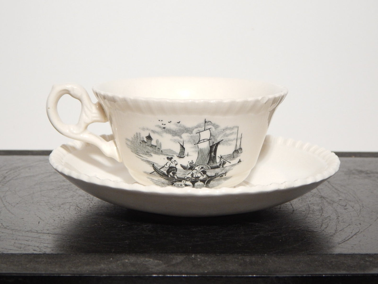 ANTICA TAZZINA CAFFE' INGLESE SEMI PORCELLANA COPELAND SPODE PAESAGGIO MARINO