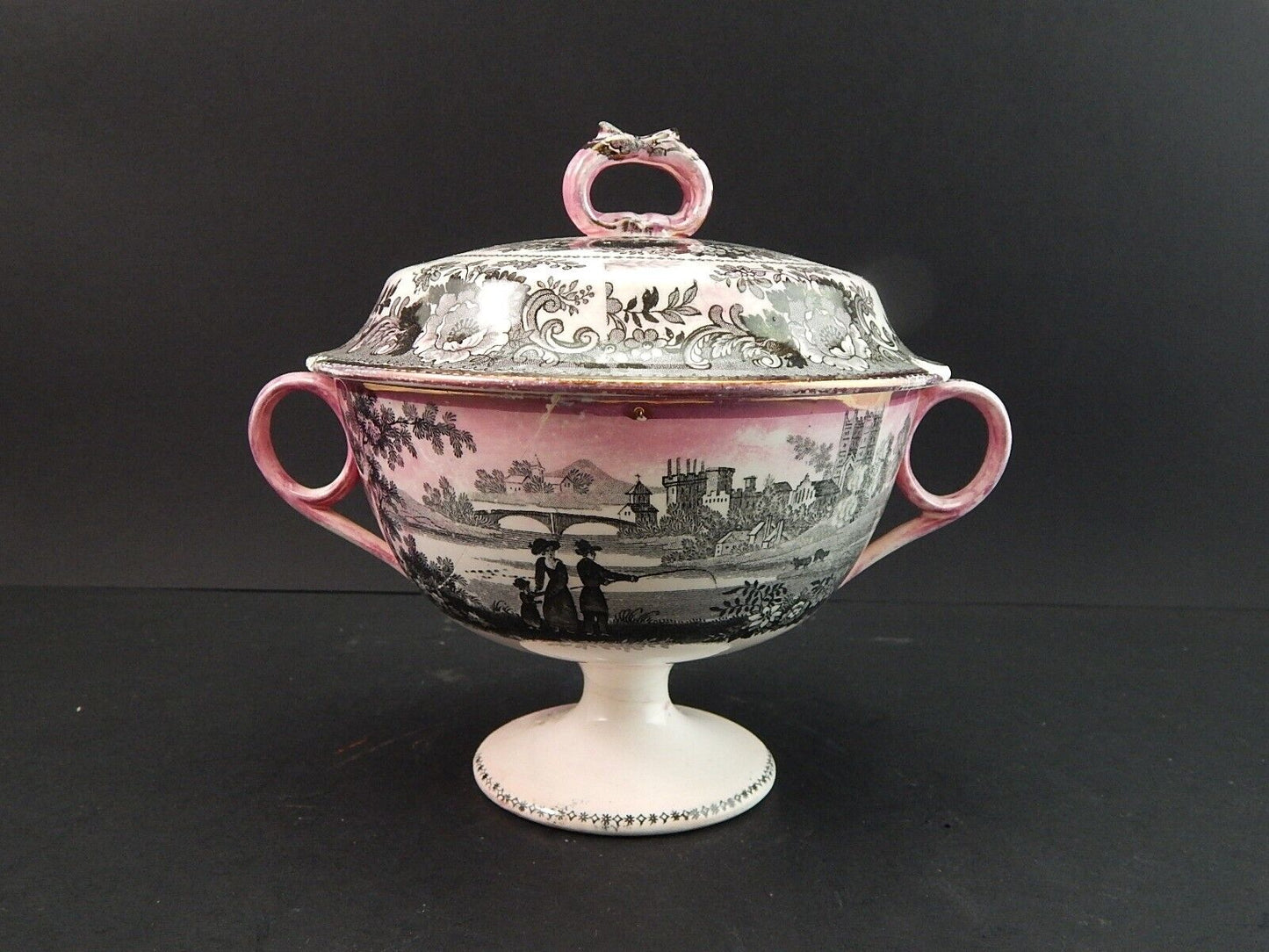 DAVENPORT 1830 DURHAM ANTICA CERAMICA ZUCCHERIERA PORTA DOLCI DANNEGGIATA