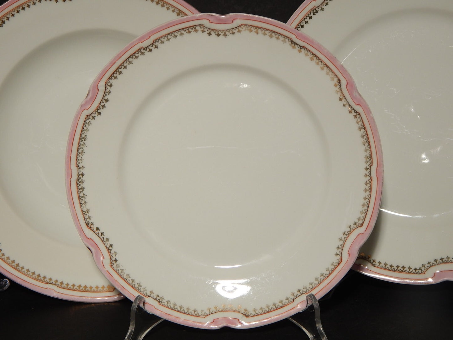 ANTICO SERVIZIO 14 PIATTI PORCELLANA GINORI LIBERTY DECORO ROSA E ORO DIFETTI