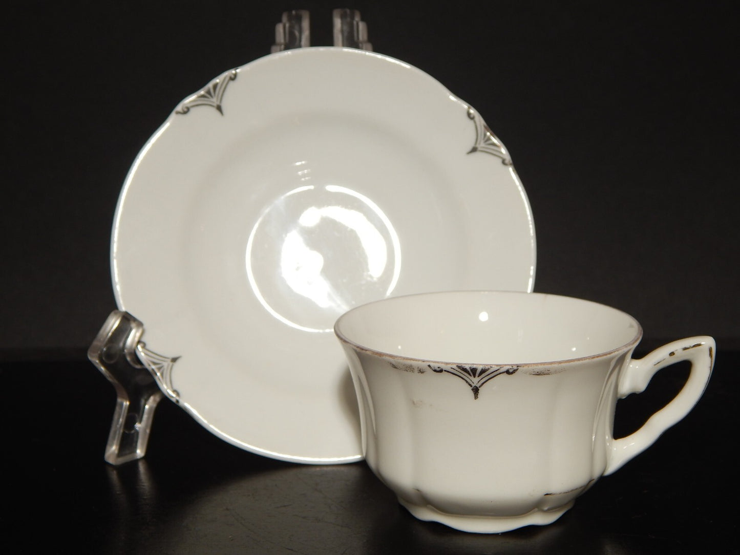 ANTICA TAZZINA CAFFE' PORCELLANA BIANCA E ARGENTO WINTERLING BAVARIA