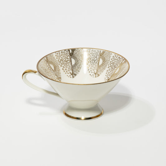 ANTICA TAZZA TÈ ART DECO PORCELLANA BAVARIA OSCAR SCHALLER DECORO ORO