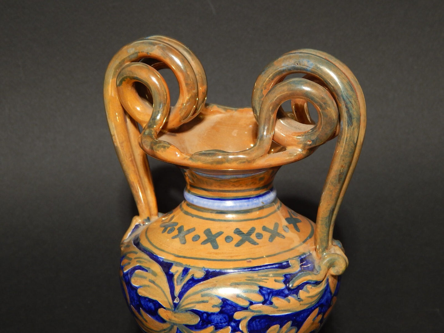 VINTAGE VASO MAIOLICA LA VINCENZINA CERAMICA A LUSTRO FATTO A MANO GUALDO TADINO