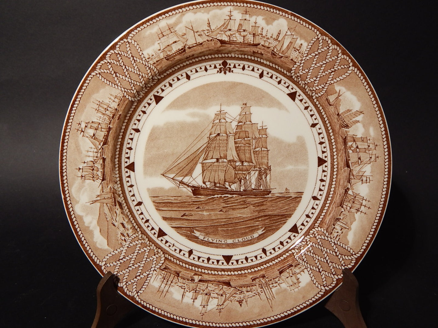 VINTAGE PIATTO PORCELLANA WEDGWOOD THE AMERICAN CLIPPER SHIP PLATES FLYING CLOUD