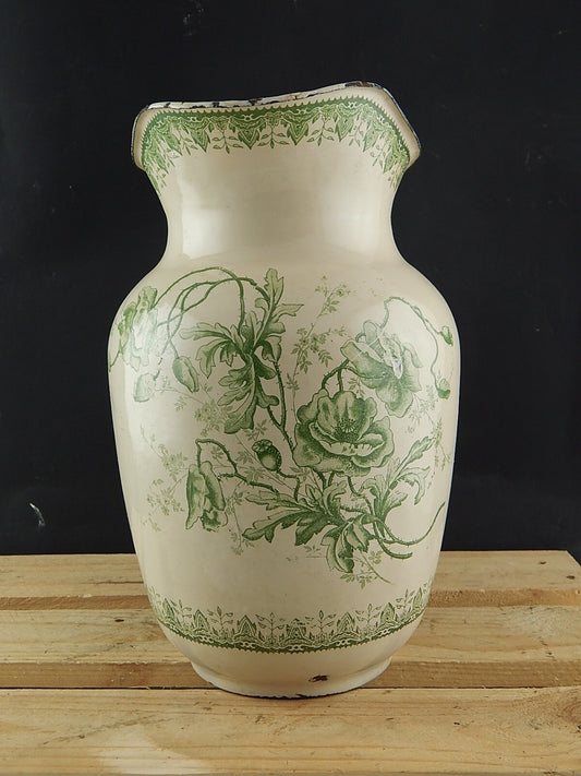 ANTICA ESCLUSIVA BROCCA VERSATOIO LATTA SMALTATA PORCELLANATA DECORO FLOREALE