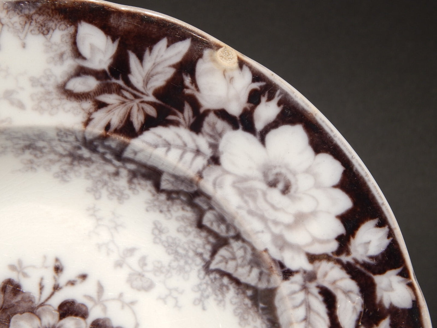 ANTICO PIATTO FONDO CERAMICA JARDINIERE VILLEROY & BOCH FINE '800 DIFETTO B1135