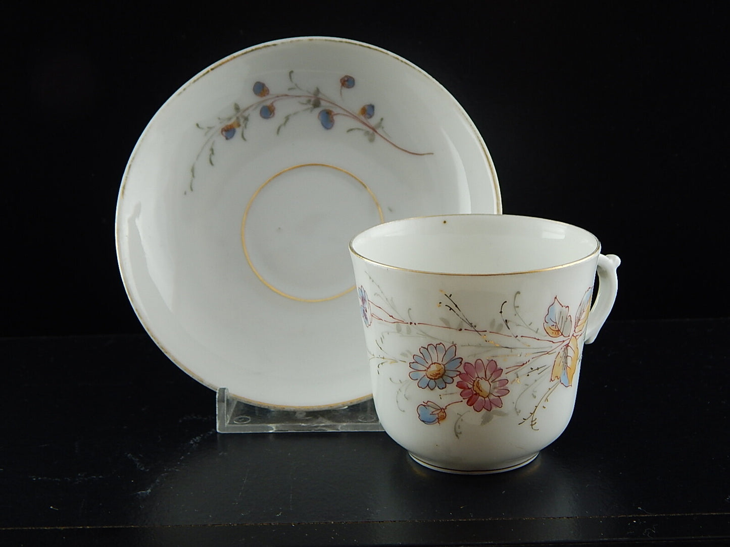 ANTICA PREZIOSA RARA TAZZINA PIATTINO PORCELLANA METÀ 800 NUMERATA DECORO A MANO