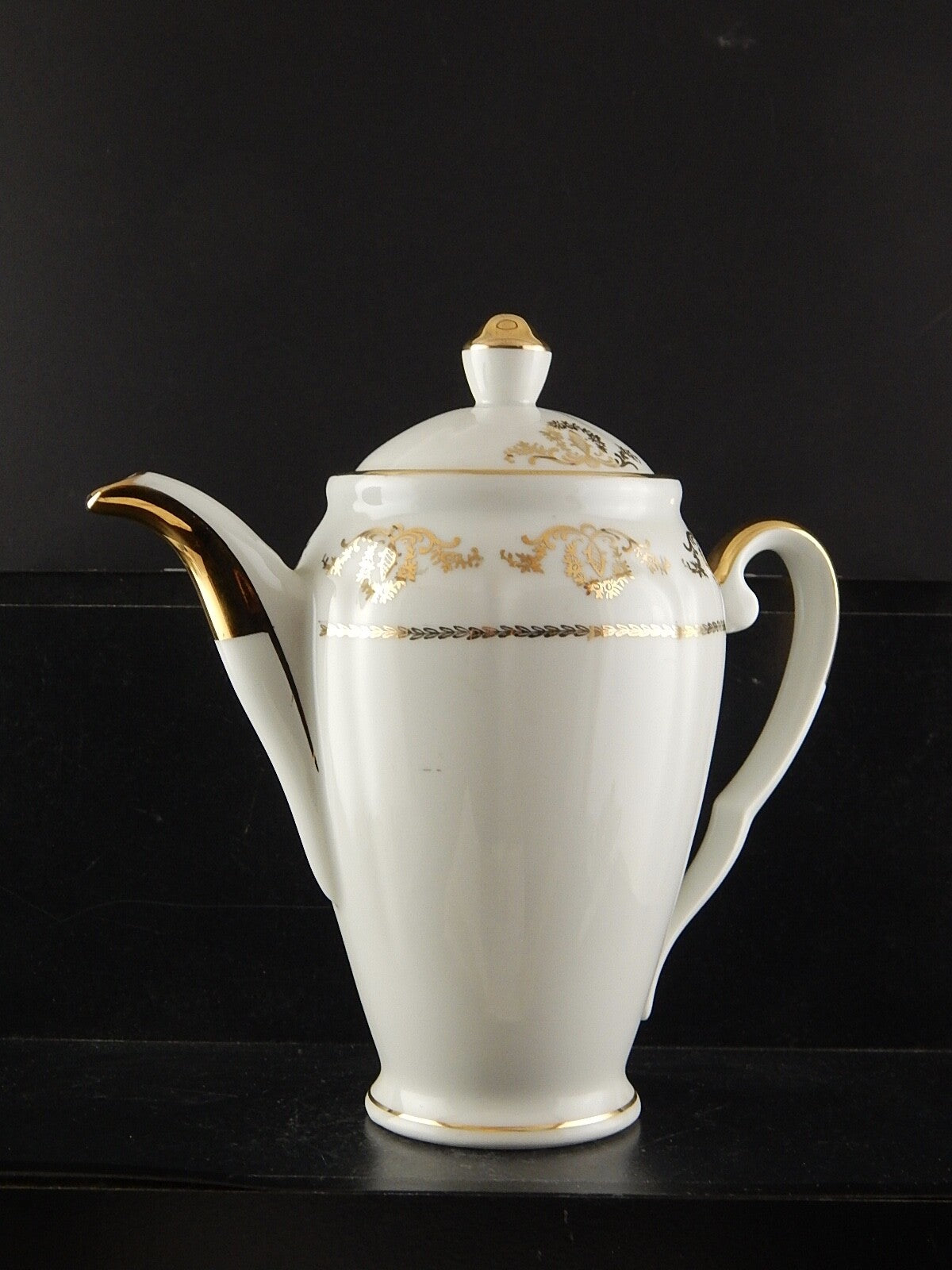 ANTICO SERVIZIO CAFFÈ PORCELLANA BIANCA ORO PORCELAINE COMPAGNIE LUXE NATIONALE