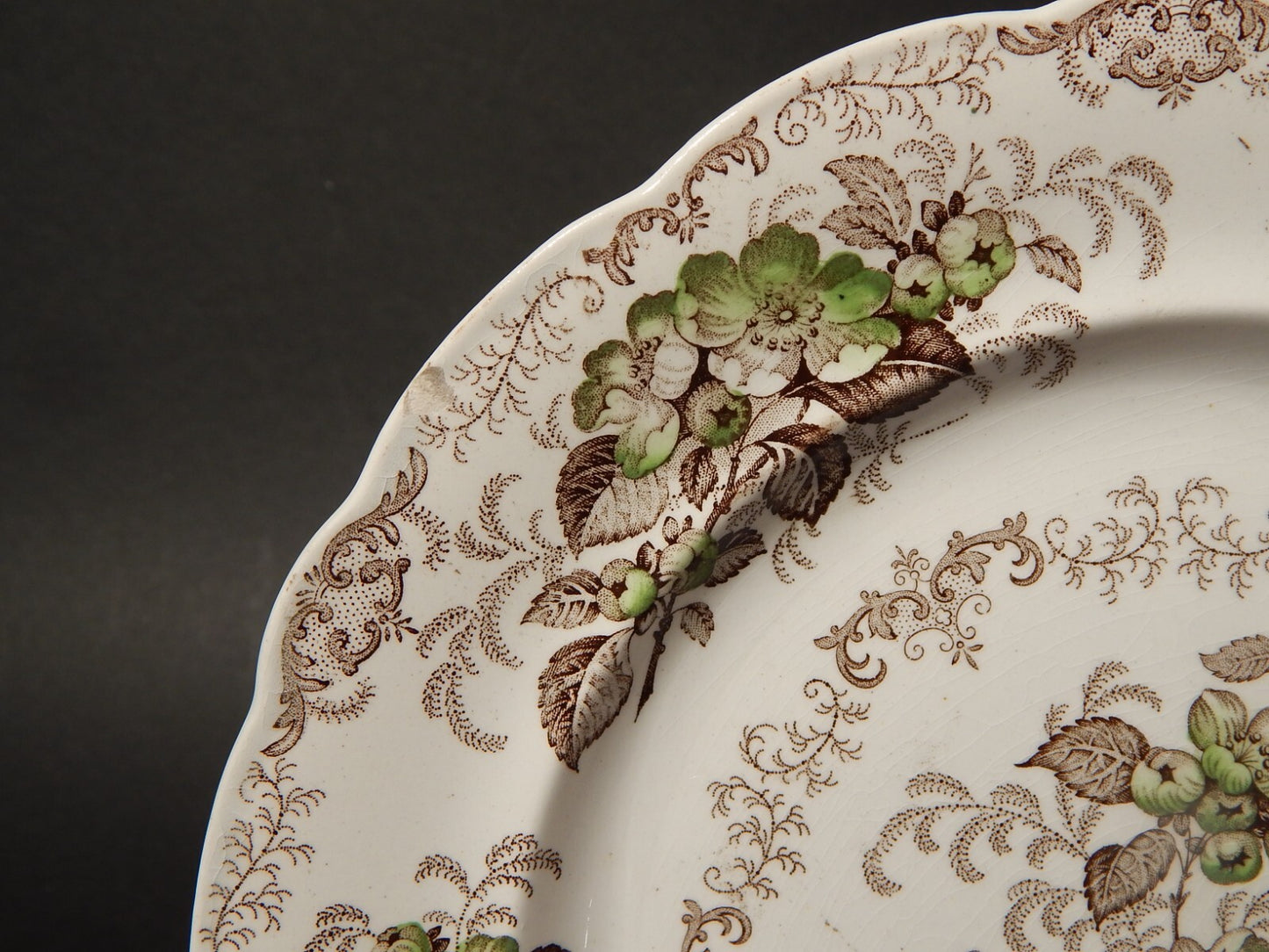 ANTICO 1850 PIATTO PIANO SEMI PORCELLANA INGLESE RIDGWAY &C. APPLE BLOSSOM #886