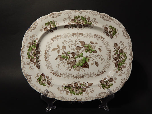 ANTICO 1850 RARO VASSOIO SEMI PORCELLANA INGLESE RIDGWAY &C. APPLE BLOSSOM